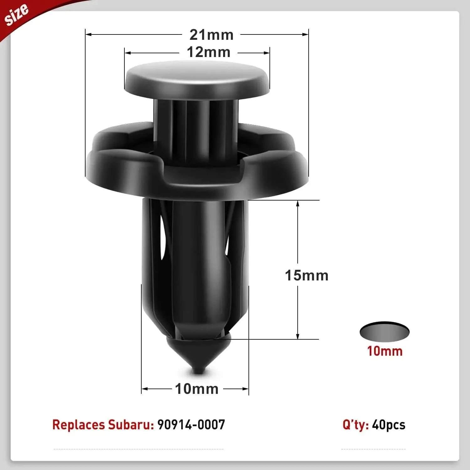 100 Pcs Hole 7mm 8mm 10mm Car Retainer Clips Nylon Push Type Bumper Fastener Rivet Clips for Subaru 90914-0007, 90913-0067, 90914-0051