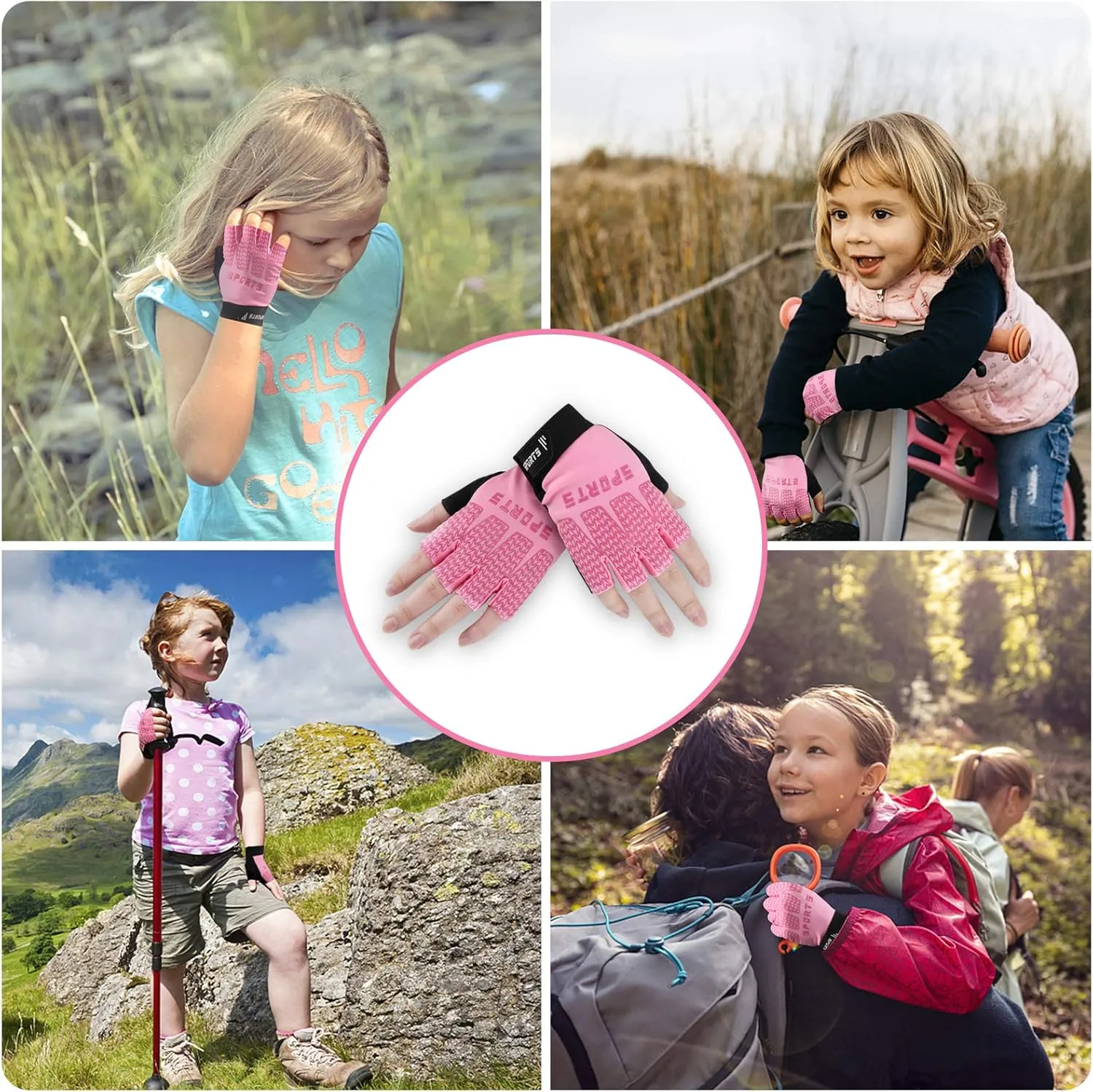 Accmor Kids Sport Half Finger Gloves for Boys Girls - Cycling, Camping, Fishing, Outdoor Sports