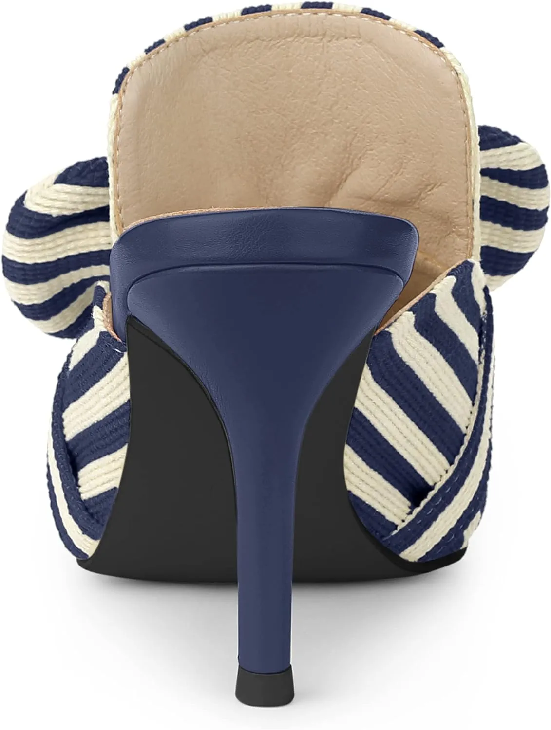 Allegra K Women's Stripe Bow Slip on Stiletto Heel Slides Mules