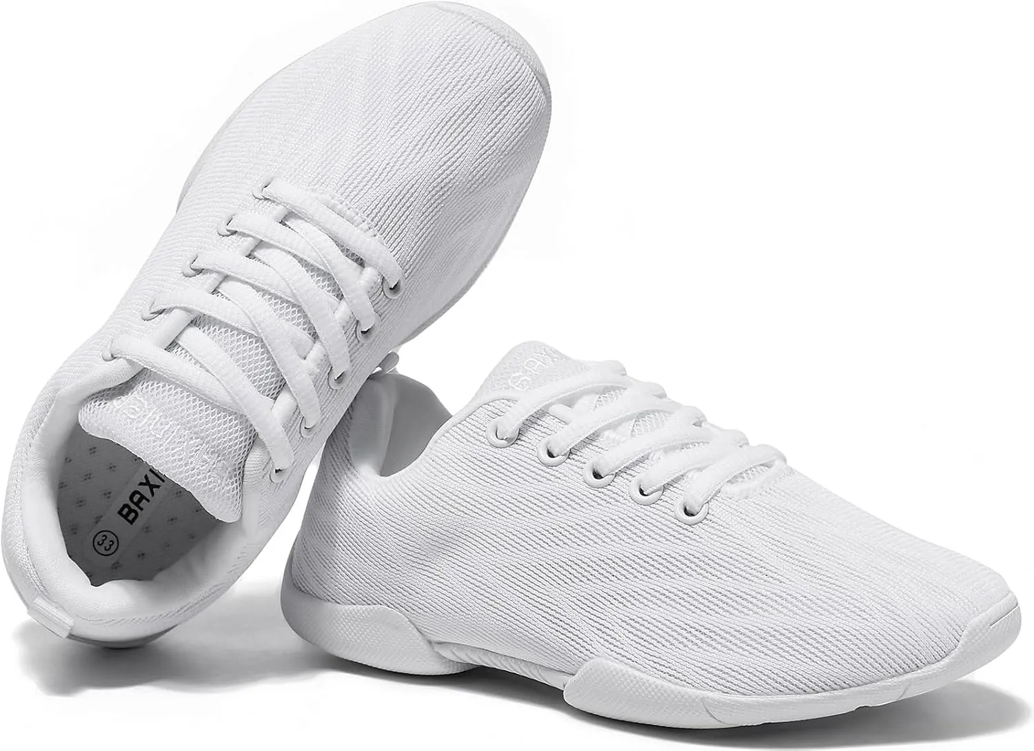 BAXINIER Girls White Cheerleading Shoes Breathable Youth Cheer Competition Sneakers Athletic Training Dance Tennis Walking Shoes