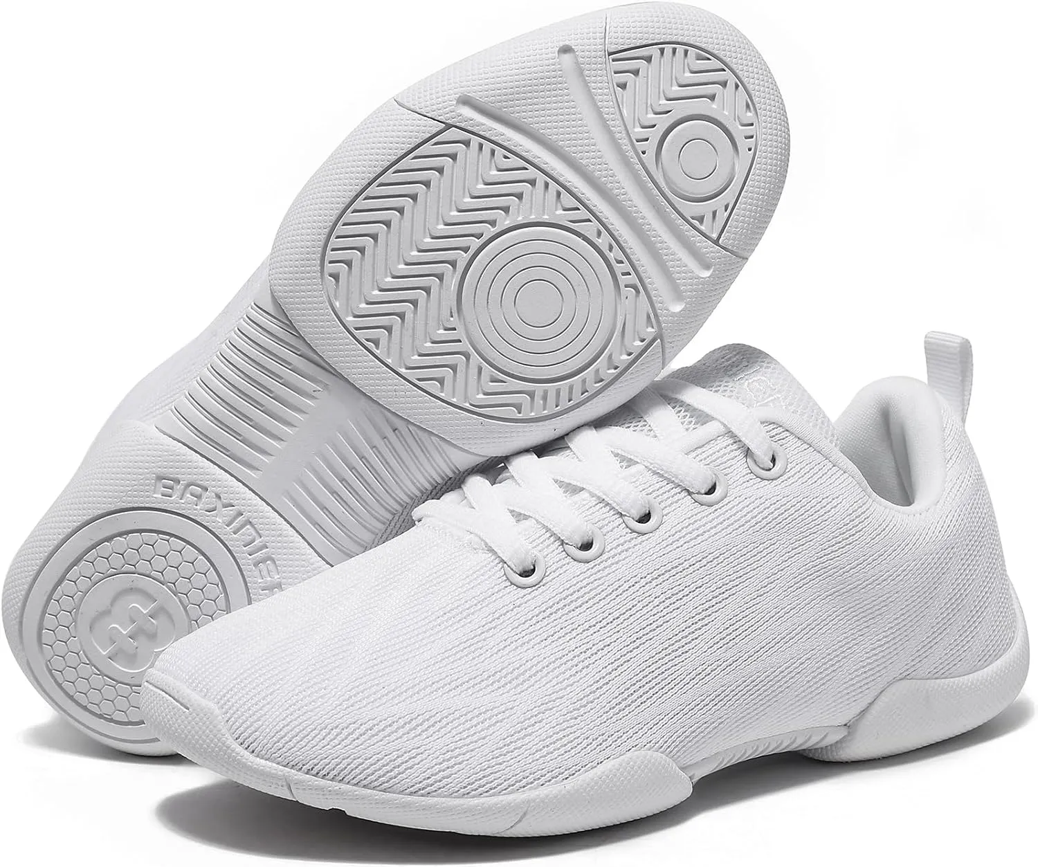 BAXINIER Girls White Cheerleading Shoes Breathable Youth Cheer Competition Sneakers Athletic Training Dance Tennis Walking Shoes
