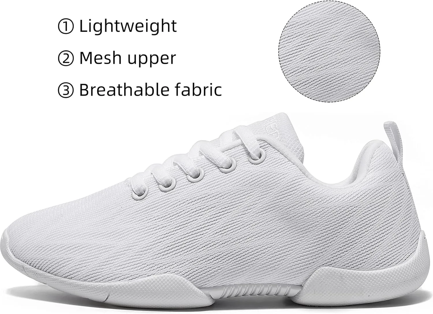 BAXINIER Girls White Cheerleading Shoes Breathable Youth Cheer Competition Sneakers Athletic Training Dance Tennis Walking Shoes