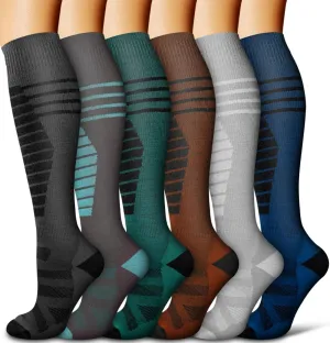 COOLOVER Copper Compression Socks for Women and Men(6 Pairs)-Best Support for Running, Athletic, Travel