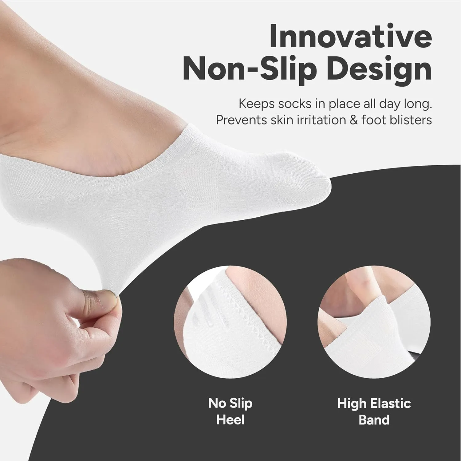 Eedor No Show Socks Men - Non Slip, Invisible & Low Cut Ankle - Casual & Formal Socks for Men - Soft & Stretchable Cotton