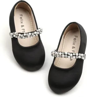 Felix & Flora Girls Toddler Little Ballet Shoes - Flower Girls Mary Jane Flats Dress Shoes Party Wedding