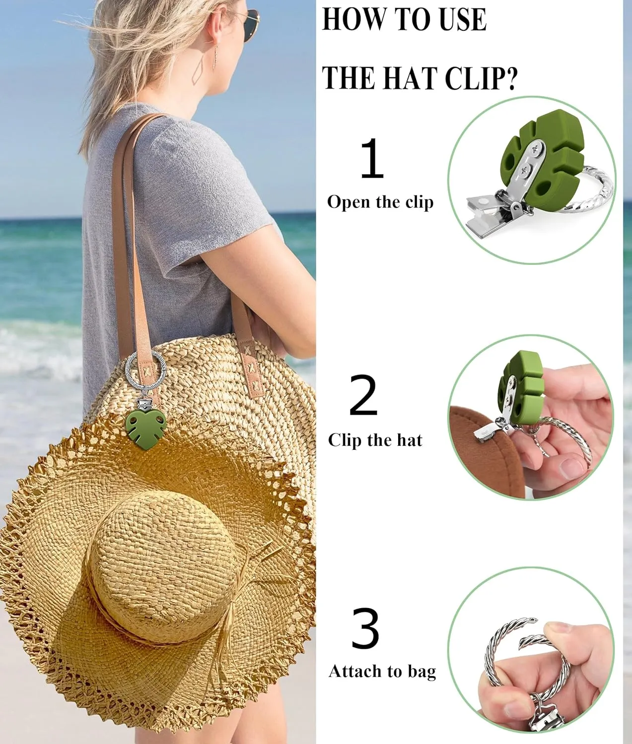 Hat Clip - Hat Holder for Travel on Bag - Silicone Hands Free Hat Clip for Purse Luggage - Protect Hat from Falling