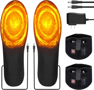 Heated Insoles | Rechargeable 7.4V 2700mAh Battery | Up to 12 Hours Heating | Button Control Foot Warmers for Men & Women | Perfect for Hiking, Camping, Outdoor Use