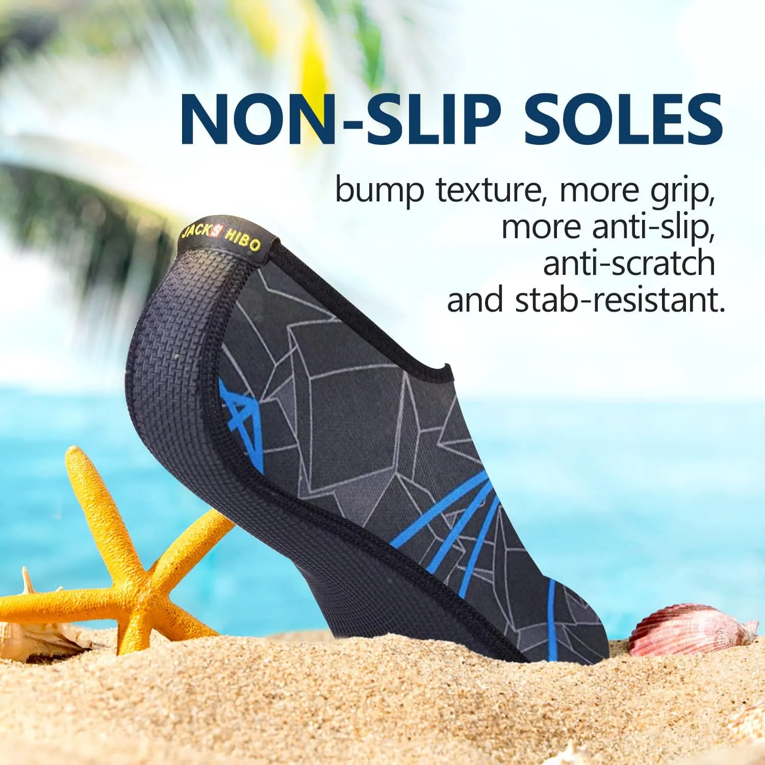 JACKSHIBO Water Shoes for Women Men Swim Shoes Water Socks for Cruise Essentials Swimming Aqua Beach Pool Yoga Surf