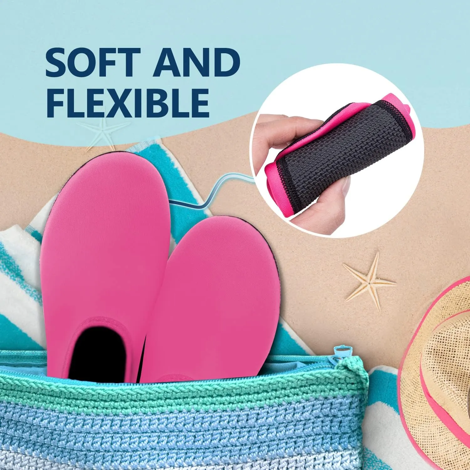 JACKSHIBO Water Shoes for Women Men Swim Shoes Water Socks for Cruise Essentials Swimming Aqua Beach Pool Yoga Surf