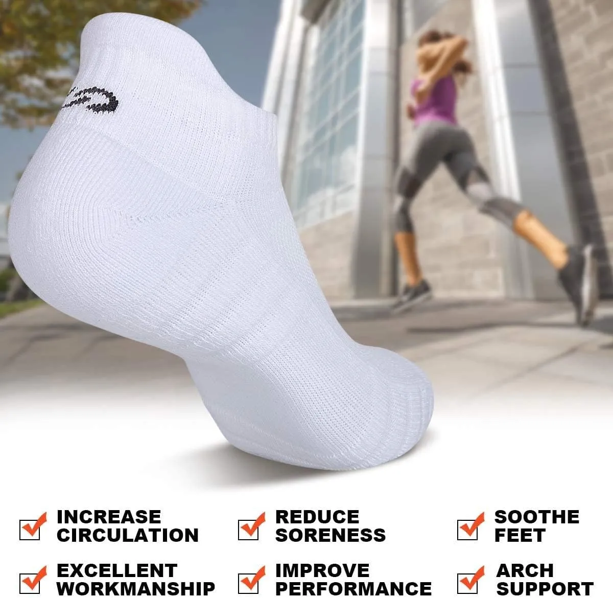 Lapulas Athletic Running Ankle Socks, Low Cut Cushioned Anti-Blister Tab Sports Socks Men Women 6Pairs