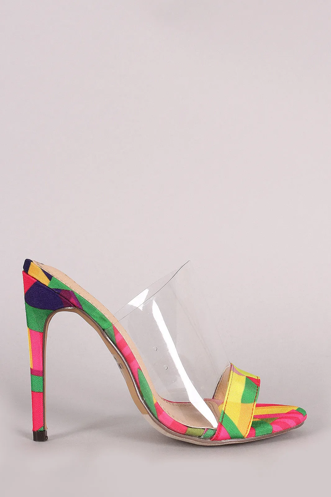 Liliana Multicolor Geometric Print Lucite Stiletto Heel