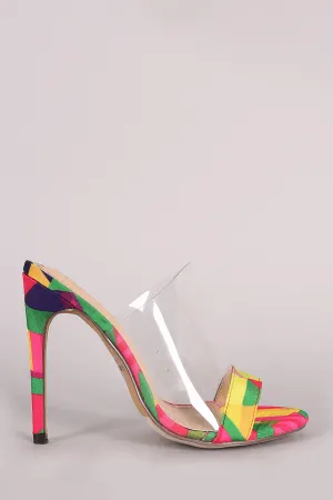 Liliana Multicolor Geometric Print Lucite Stiletto Heel