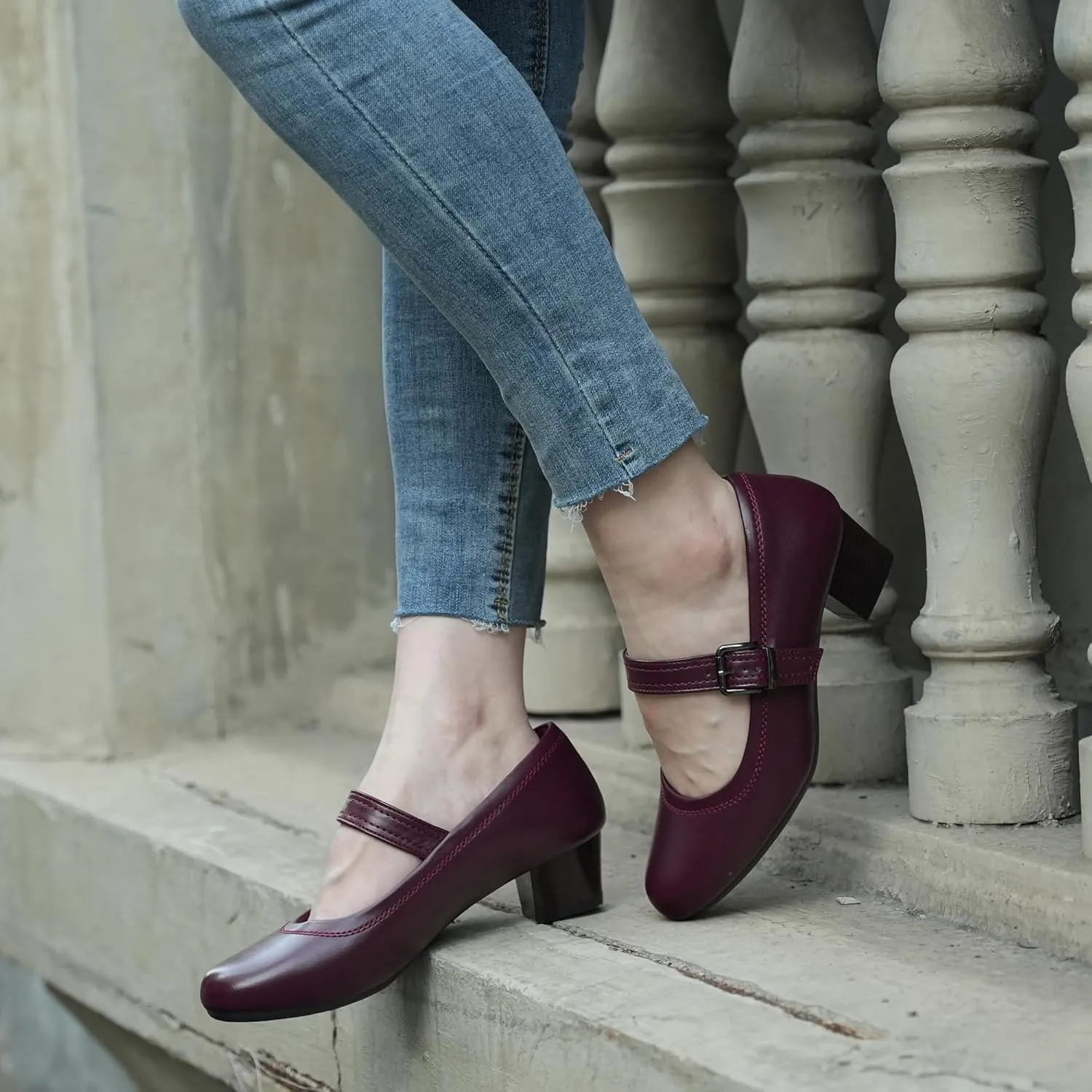 Ortho rest Women Mary Janes Shoes for Bunions Orthopedic Dress Shoes Low Chunky Heels Work Pumps