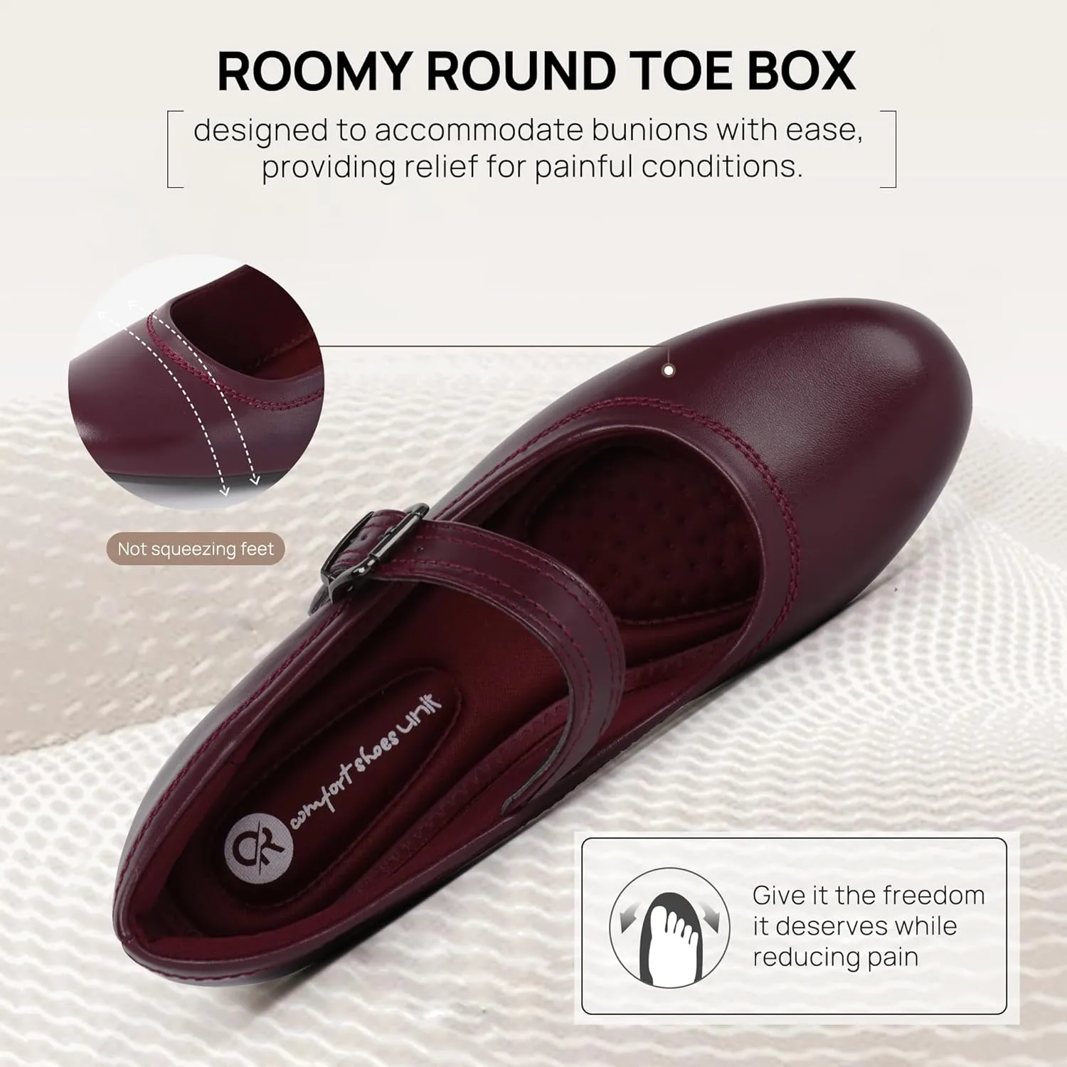Ortho rest Women Mary Janes Shoes for Bunions Orthopedic Dress Shoes Low Chunky Heels Work Pumps