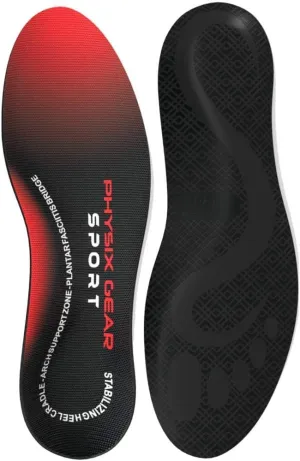 Physix Gear Orthotic Insoles for Men & Women - Arch Support Orthotics Insole, Orthopedic Insoles, Inserts for Men & Women, Foot Insoles for Plantar Fasciitis Comfort, Shoe Insert, Feet, Red/Black, XL