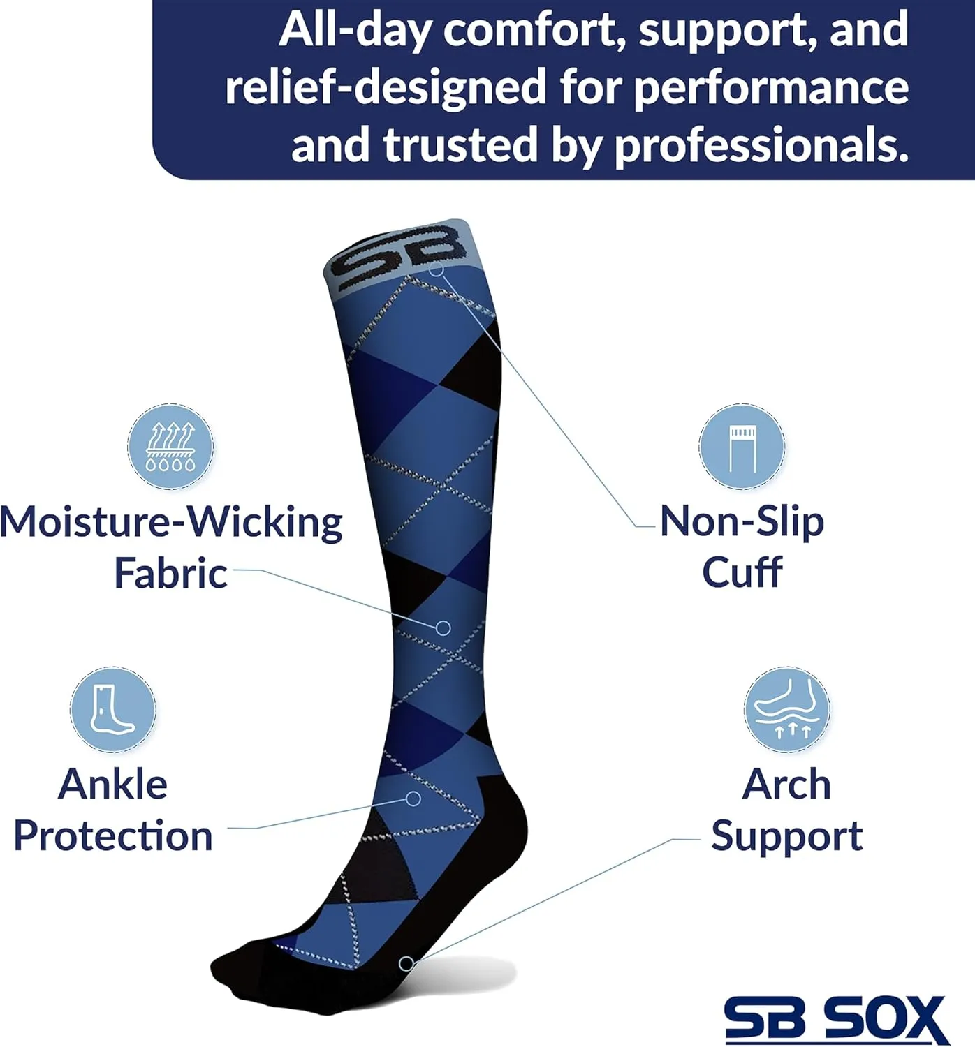 SB SOX Lite Compression Socks for Men & Women (15-20mmHg) ?C Best Compression Socks for Travel, Sports, and Daily Wear - XXL Sizes too!