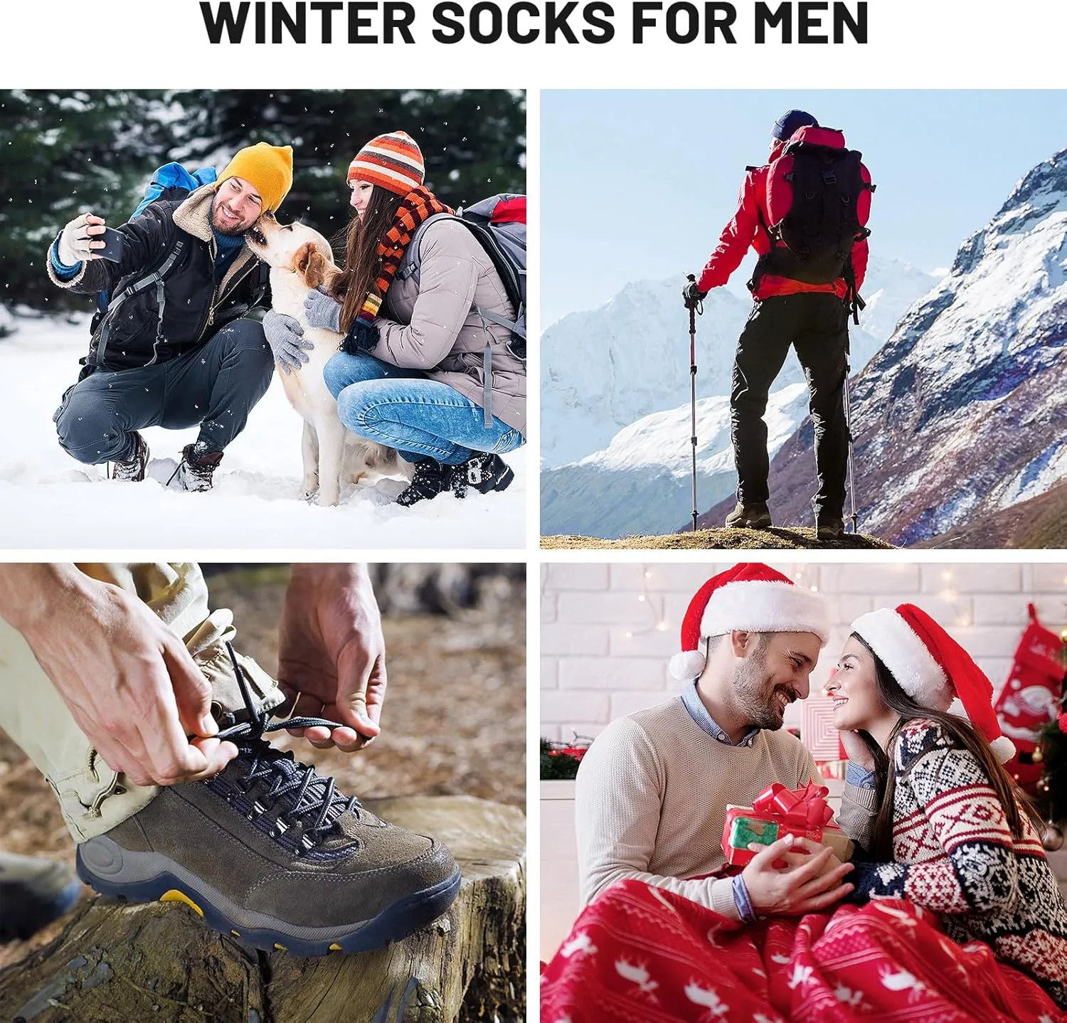 SIMIYA 5 Pairs Merino Wool Socks for Men, Super Thick Hiking Thermal Socks for Cold Weather