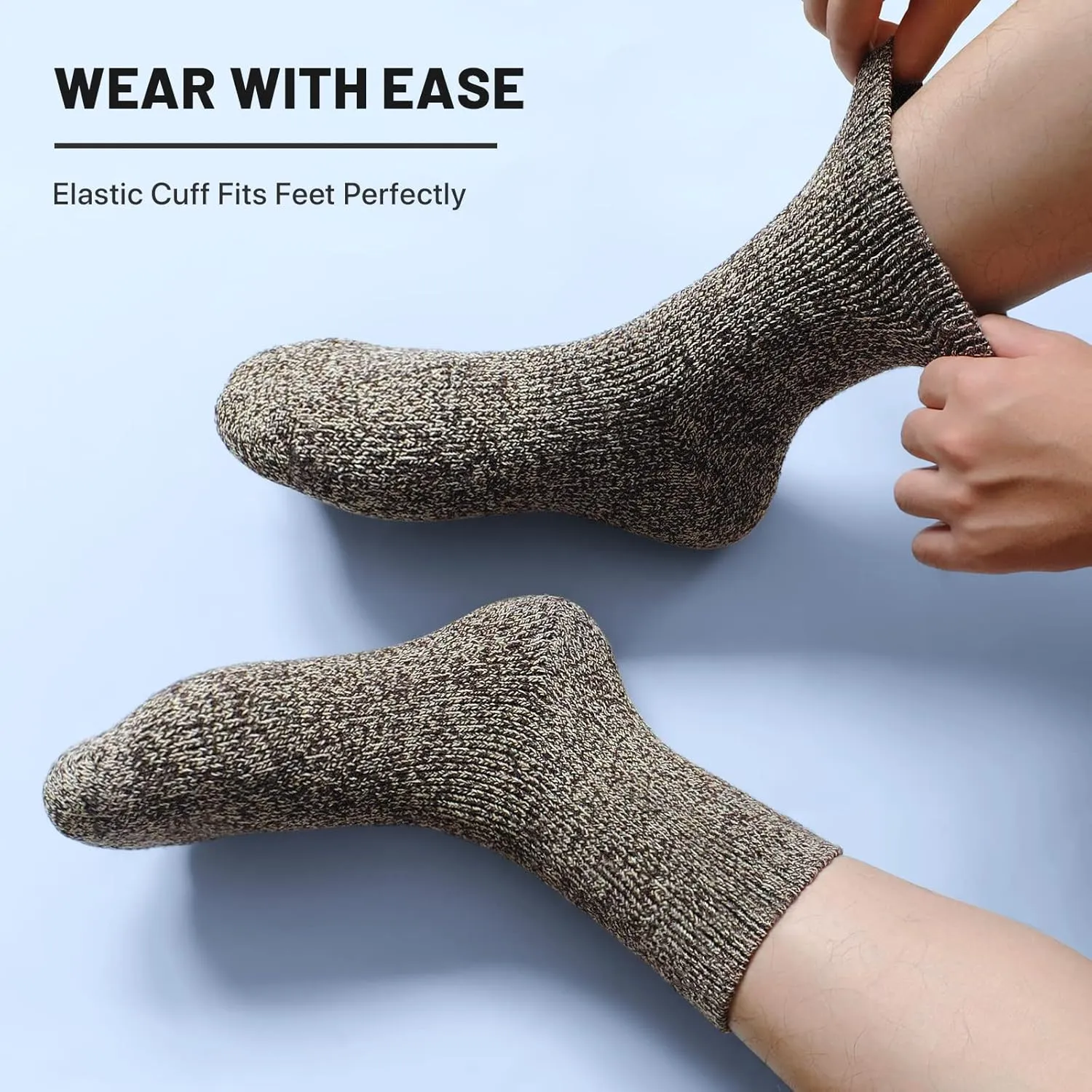 SIMIYA 5 Pairs Merino Wool Socks for Men, Thick Winter Wool Hiking Socks, Warm Breathable Crew Mens Socks