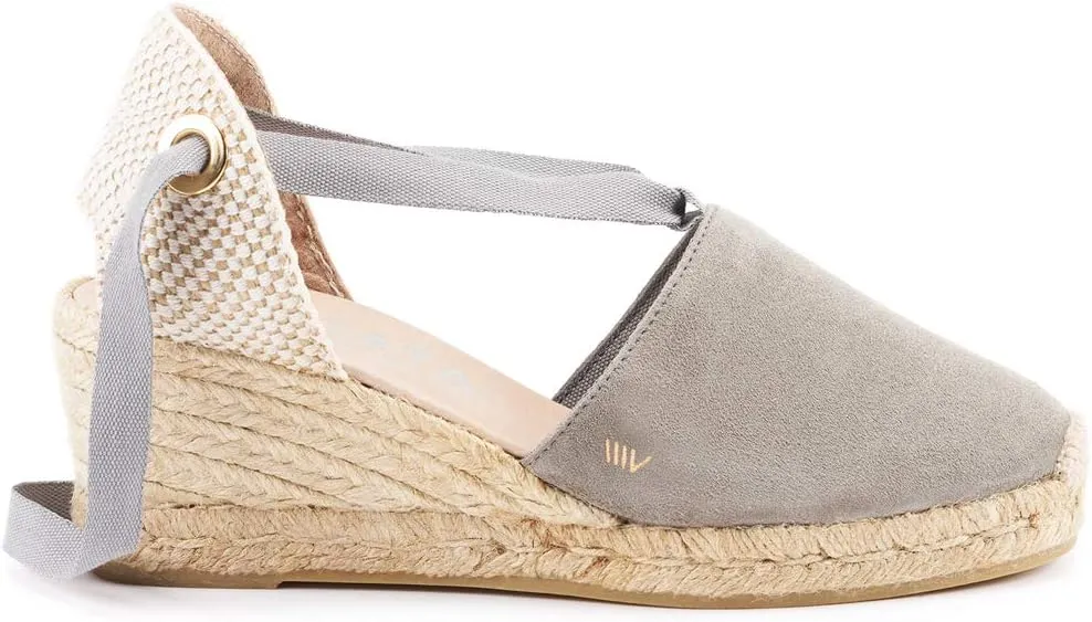 VISCATA Fosca Suede Wedge Handmade 2  Heel Women's Sandals with Extra Cushioned Inner Sole, Soft Ankle Ties, and 100% Natural Jute Midsole for Comfort and Style