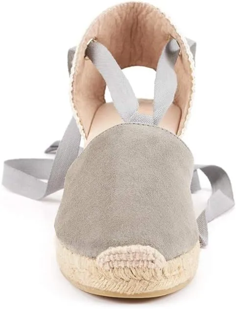VISCATA Fosca Suede Wedge Handmade 2  Heel Women's Sandals with Extra Cushioned Inner Sole, Soft Ankle Ties, and 100% Natural Jute Midsole for Comfort and Style