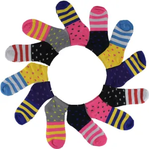 Wholesale 12 Pairs Lady Girls Ankle Socks Low Cut Assorted Colors S18358