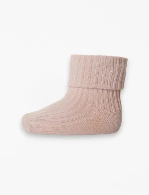 Wool Rib Socks in Rose Dust